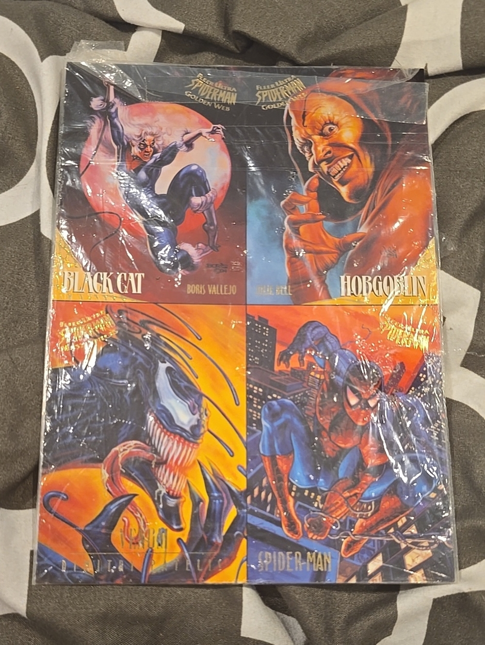 SPIDER-MAN 1995 FLEER ULTRA 4-CARD UNCUT PROMO CARD SHEET VENOM BLACK CAT